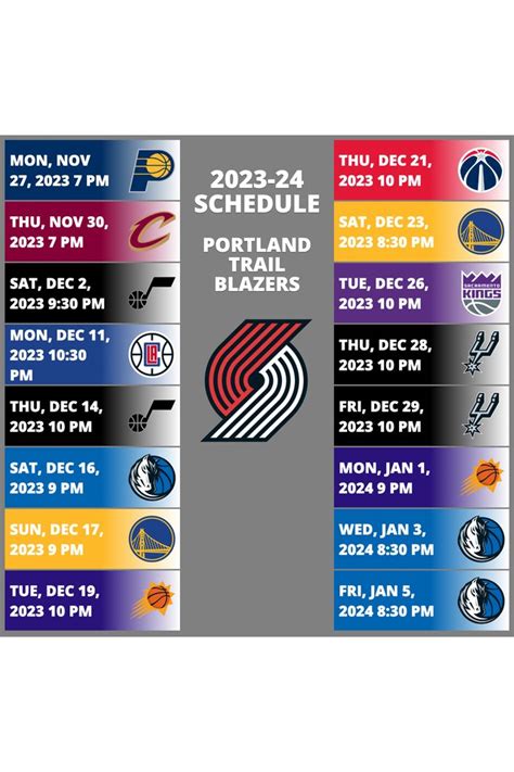 blazers schedule|Portland Trail Blazers 2024.